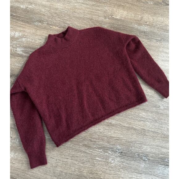 Madewell Cropped Maroon Women’s Sweater 100% Cashmere Fits Like An XS - Picture 1 of 5